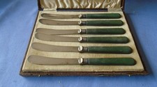 Set Butter Knives Silver collars JY crown  lion  q   Vintage Cased set