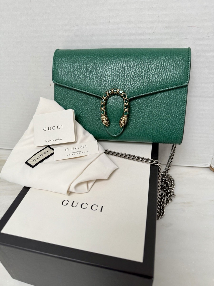 Gucci Green Leather Crossbody Dionysus WOC Bag | eBay