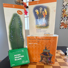 MIB Department 56 Snow Village Halloween Lighted Accessories lot with adapter