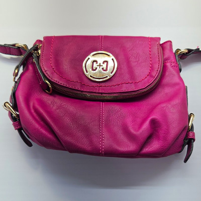 Coco+Carmen Pink Crossbody Bag Adjustable Strap Flap Zip Pocket Gold HW
