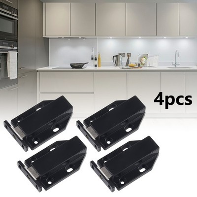 4 Pcs Door Push To Open Touch Magnetic Black Cabinet Catch Heavy Duty Latch