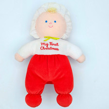 Vintage Eden My First Christmas Baby Doll Plush 1986 Red White Terrycloth 10  