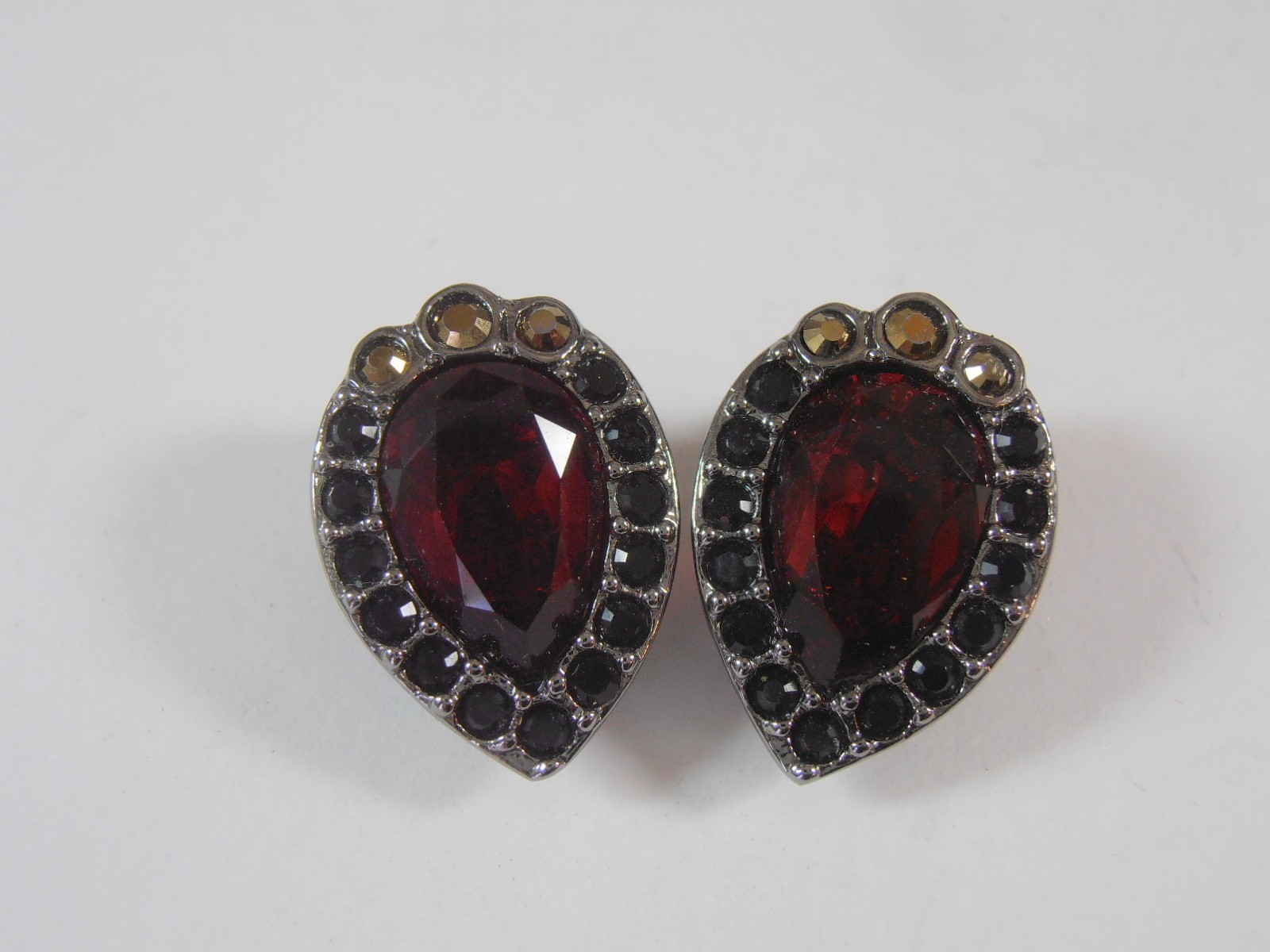 Swarovski Crystal Ruby Red Clip Back Earrings Sil… - image 1