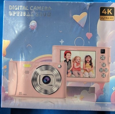 Pink Digital Camera 4K Optical Zoom Ultra HD