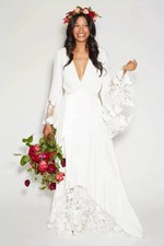 BRAND NEW Modest Hippie Boho Warm Wedding Gown Beach Country Size 10