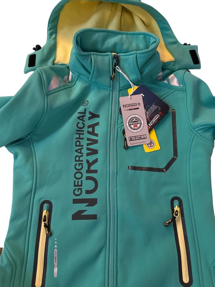 NWT Geographical Norway Womens Turquoise Softshell Jacket Fleece Size 10 - Image 4 of 4