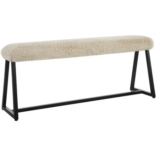 Uttermost 23056 Taupo Beige Faux Sheepskin and Matte Black Bench - Picture 3 of 6
