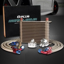 15 Row AN10 Aluminum Engine Transmission Oil Cooler Filter Relocation Kit Black