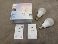 2x Philips Hue Essential Smart LED B22 Bulb, White and Color Ambiance
