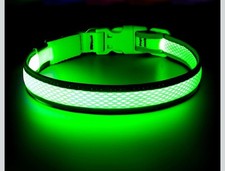 Flashseen LED Dog Collar, USB Rechargeable Light Up Dog Colla Green Size M 
