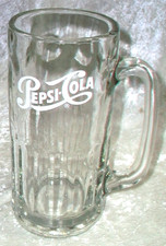 Vintage 1950 to 1962 Glass Pepsi Cola White Logo Fountain Soda Float Tankard Mug
