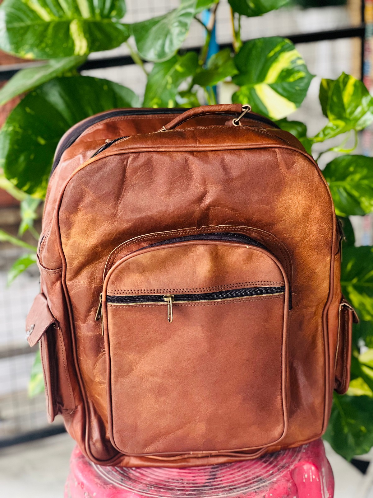 Bolso para portátil vintage de cuero profesional genuino mochila de gimnasio ...