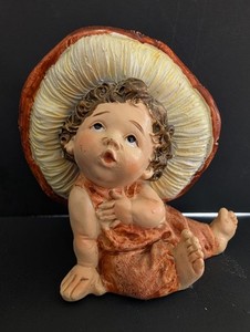 Mushroom Baby Desirable Figurine Painted Brown Beige Decor for All ages5+