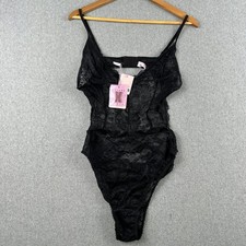 Savage X Fenty Bodysuit Womens Large Black Floral Lace Lingerie Teddy NWT