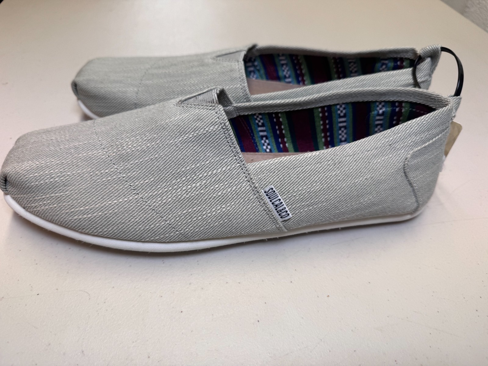 SoulCal & Co Long Beach Slip On Shoes Grey Denim UK 12 EU 46 Mens Casual image 5