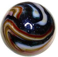DAS/JABO SUPER DARK BLUE AVENTURINE / OXBLOOD SWIRLED SHOOTER .70" BOX03/366