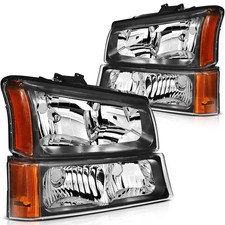 Pair Headlight Assembly Fit For Chevrolet Silverado 3500 6.0l 6.6l 2003-2006