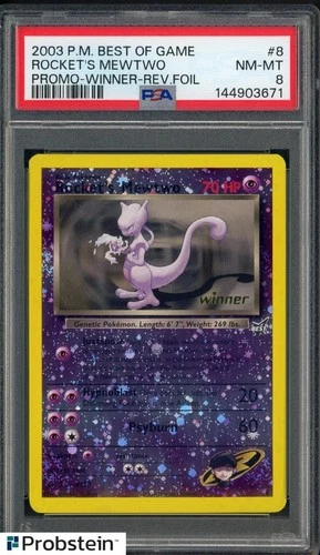 2003 Pokemon Best of Game Promo Winner #8 Rocket's Mewtwo Reverse Foil PSA 8