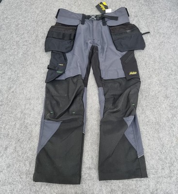 Snickers Workwear Trousers W35 Grey 6972 Ripstop FlexiWork Holster Pockets Belt