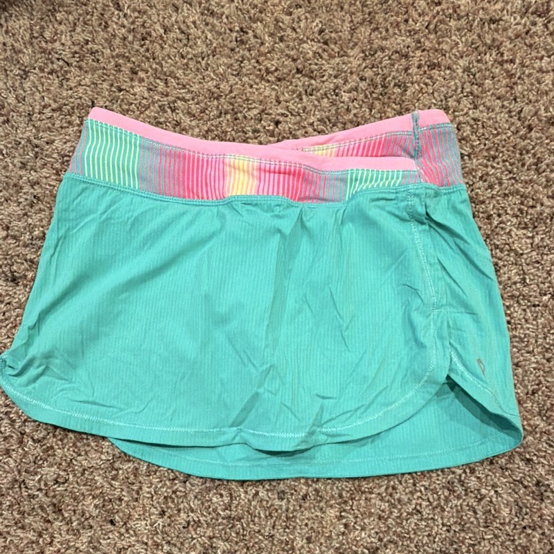 ivivva Girls Athletic Skort Turquoise Colorblock Tennis Drawstring Waist 12