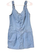 Guess Jeans Y2K Denim Blue Mini Dress Button Front Utility NWT M