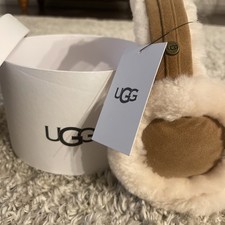 NWT UGG Australia Classic Logo Shearling Earmuffs Chestnut Brown NEW With Box