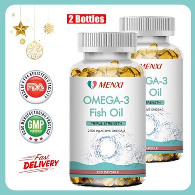Omega 3 Fish Oil Capsules 2500mg - 3x Strength, Highest Potency - with EPA, DHA