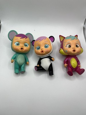IMC Toys Cry Babies Magic Tears Mini Dolls Lot of 3 Panda Mouse Cat 