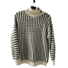 FRNCH PARIS BLUE CREAM CHUNKY KNIT SWEATER SZ MEDIUM/LARGE