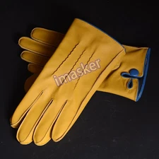 New Men's Real Leather Fashion Classical Yellow Golf Riding Driving Thin Gloves