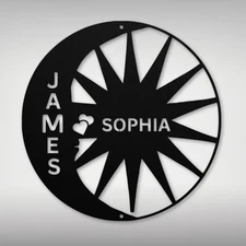 Personalized Moon Sun Couple Names Metal Sign Custom Home Decor Gift for Couples