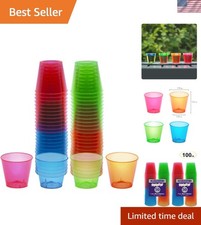 Vibrant 1-Ounce Neon Shot Glass Set - 100 Dis...