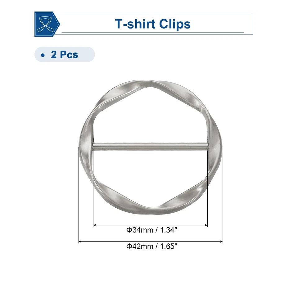 2 Pcs Clip Camisetas, Anillo Metal 34mm(1-5/16") Plata Mate para Bufanda - Imagen 2 de 4