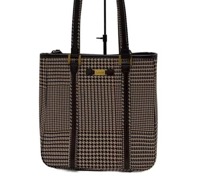 Sac fourre-tout Ralph Lauren cuir marron toile femmes sac à bandoulière sac à... - Photo 1/4