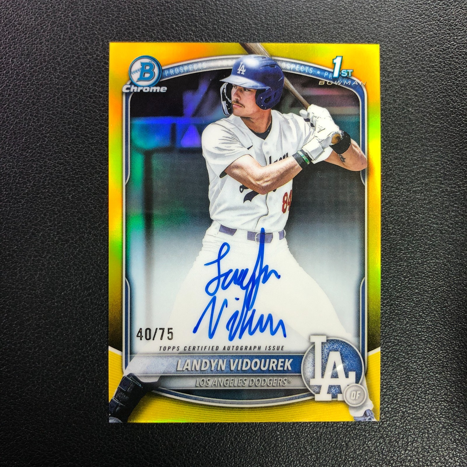 2025 Bowman Draft Chrome Prospects On Card Auto Landyn Vidourek 1st Yellow /75
