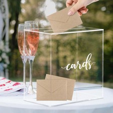 Clear Acrylic Wedding Card Box with Slot Large Blank Gift Card Boxes for Rece...