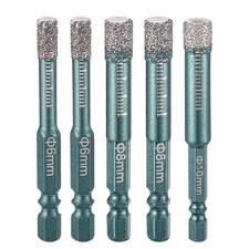 6-10mm Dry Diamond Drill Bits Set, Hex Shank 5PCS Green/6,6,8,8,10mm 
