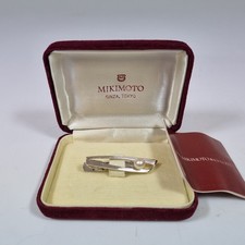 Boxed Mikimoto Silver And Pearl Dress Clip 4.2cm Long