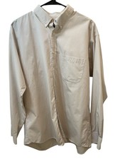 Joseph  Feiss Men  s Large Non-Iron Plaid Button-Down Shirt Tan Cream