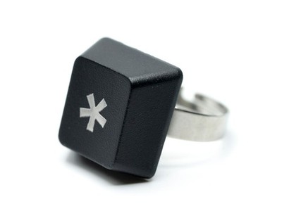 Keyboard Ring STERNCHEN Miniblings Tastaturring PC Zeichen Computer Black