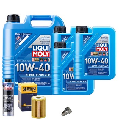 Motoröl 10W40 LIQUI MOLY 8L+HENGST Ölfilter+Spülung+Ölablassschraube
