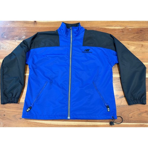 New Balance, New Balance Mens Windbreaker Jacket Blue Black Ripstop Full Zip Vintage 90s M