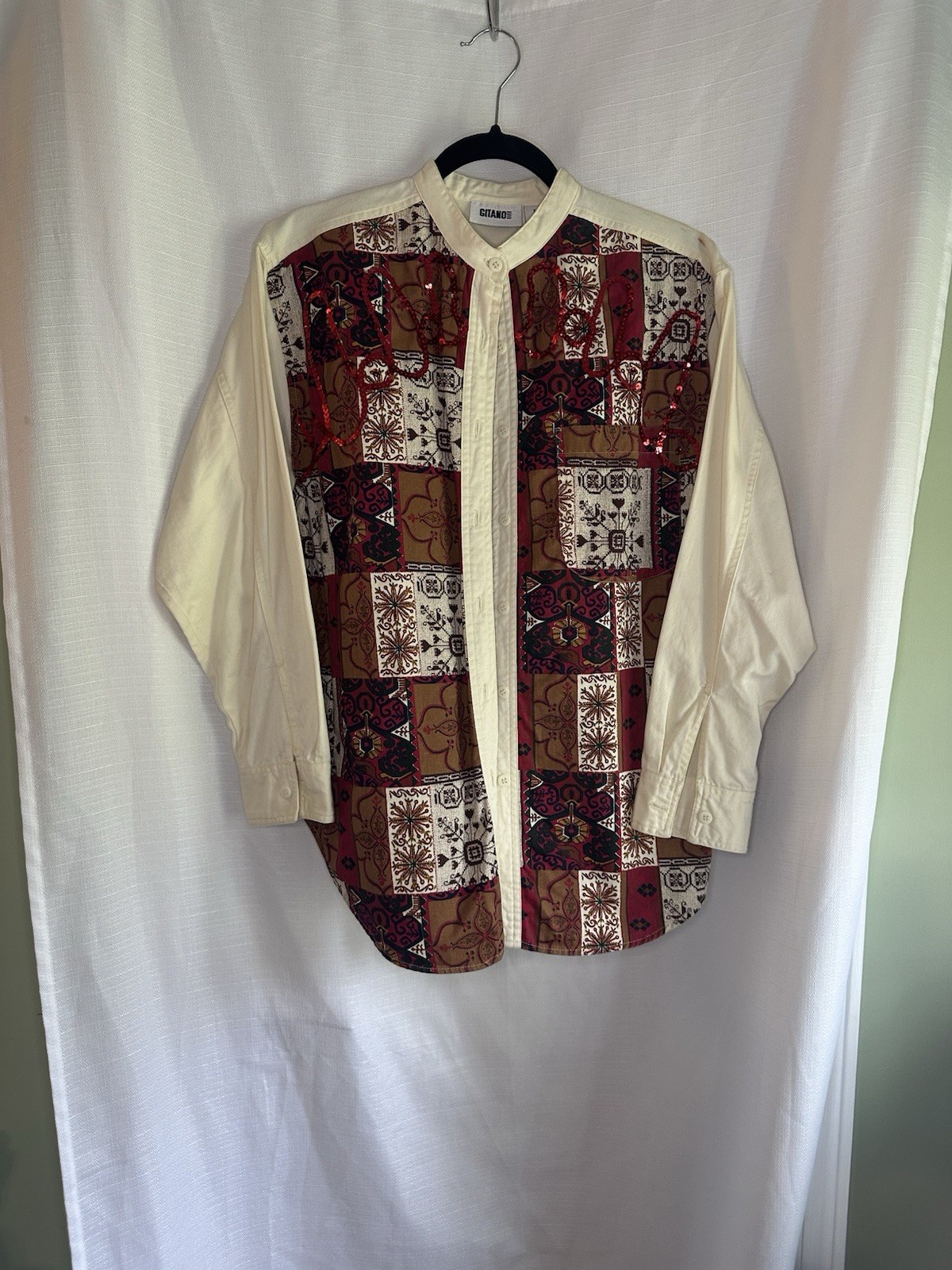 VTG 90s Gitano Patchwork Western Button Up Shirt … - image 2