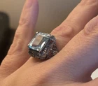 Vintage Silver 925 Blue Topaz Size 9 Statement Ring