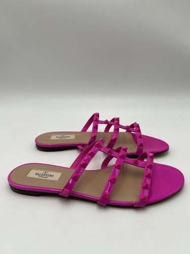 Women's. Valentino Garavani Rockstud patent leather sandals bright pink Size 39
