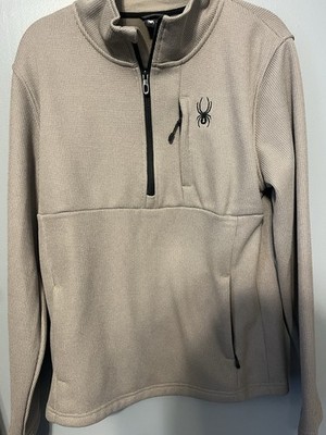 Spyder Men's Beige Quarter Zip Jacket M Outdoor Pockets Stand-Up Collar