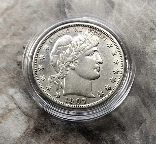 1907-O SILVER BARBER HALF DOLLAR IN AU CONDITION