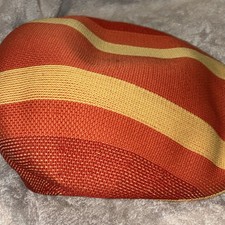 Kangol Mens Flat Cap Hat Striped Orange Beige...