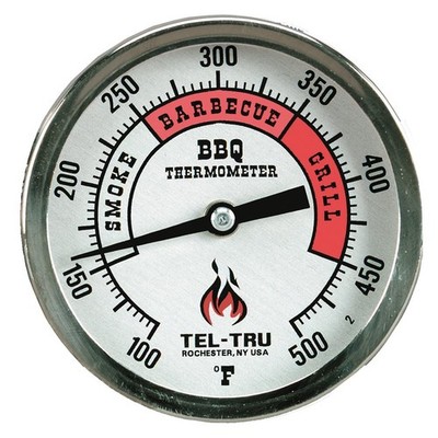Tel-Tru BQ300 Barbecue Thermometer, 3'' Dial, 4'' Stem, 100-500F