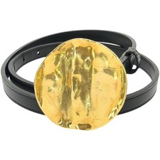 HARUNOBUMURATA CUPOLABELT LEATHER BELT BLACK GOLD Used MESC-0